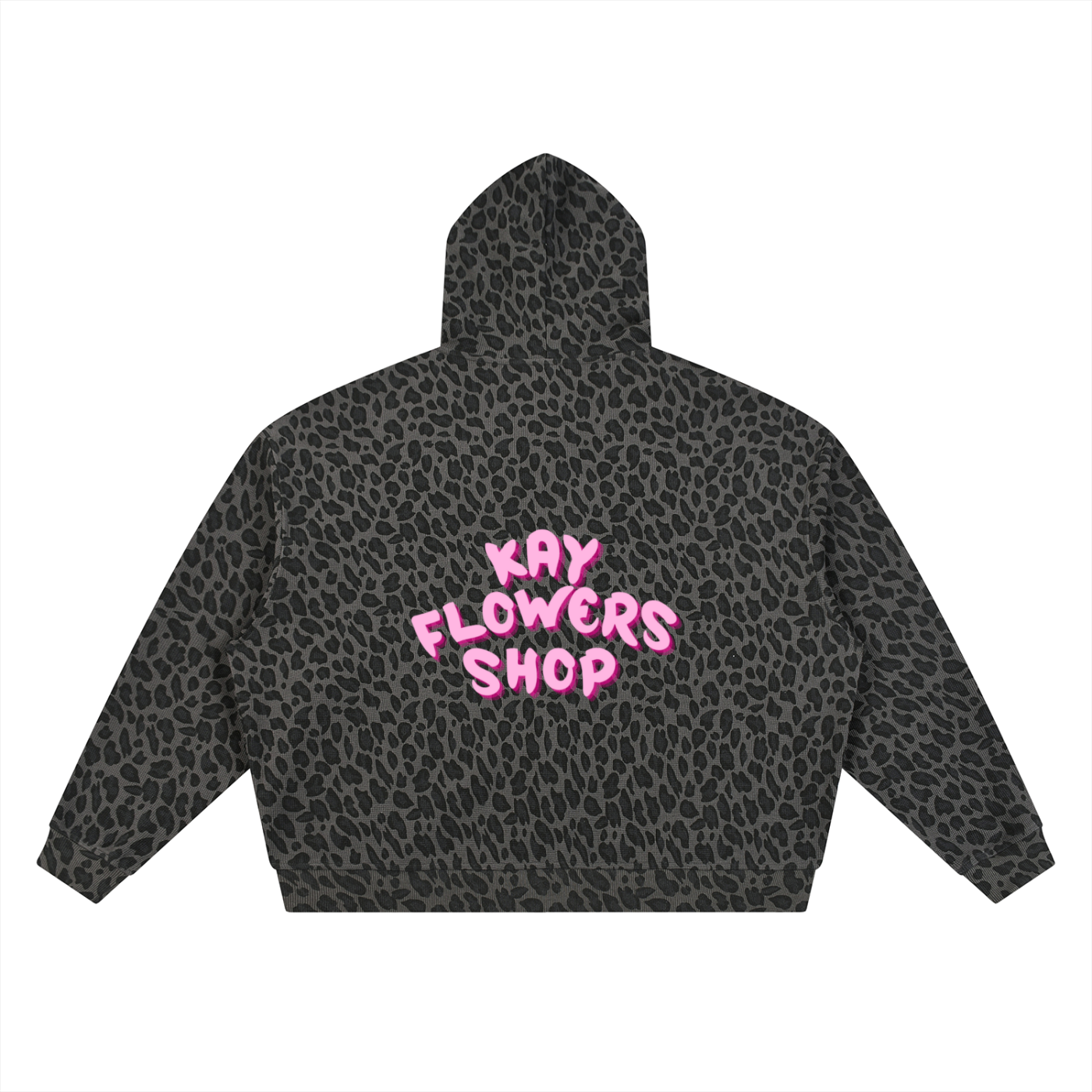 Unisex Leopard Print Waffle Full Zip Hoodie
